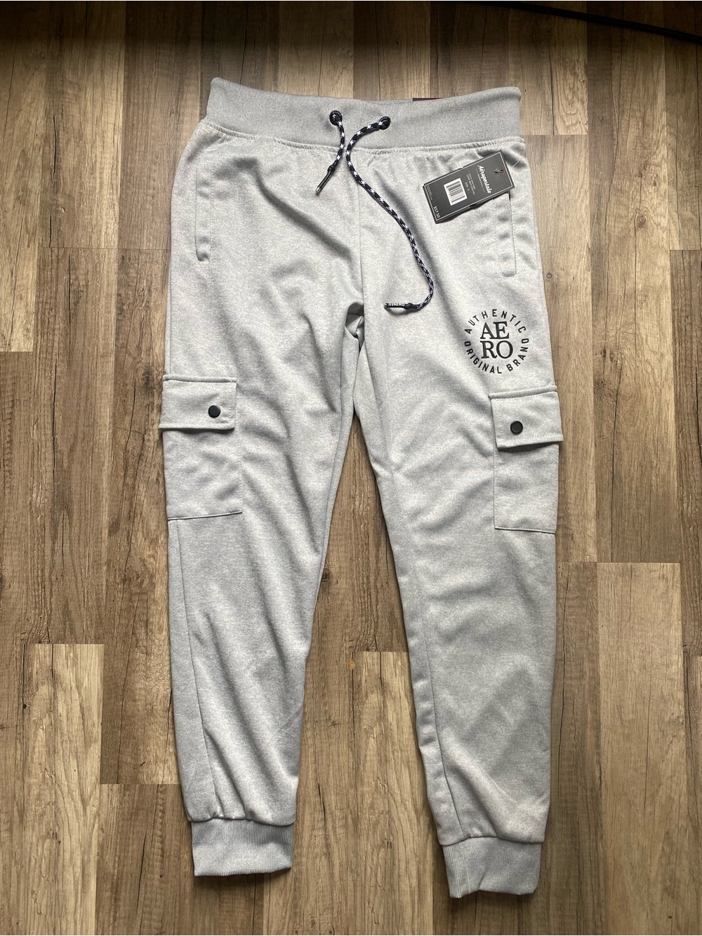 Aéropostale Light Gray Cargo Joggers with Drawstring
